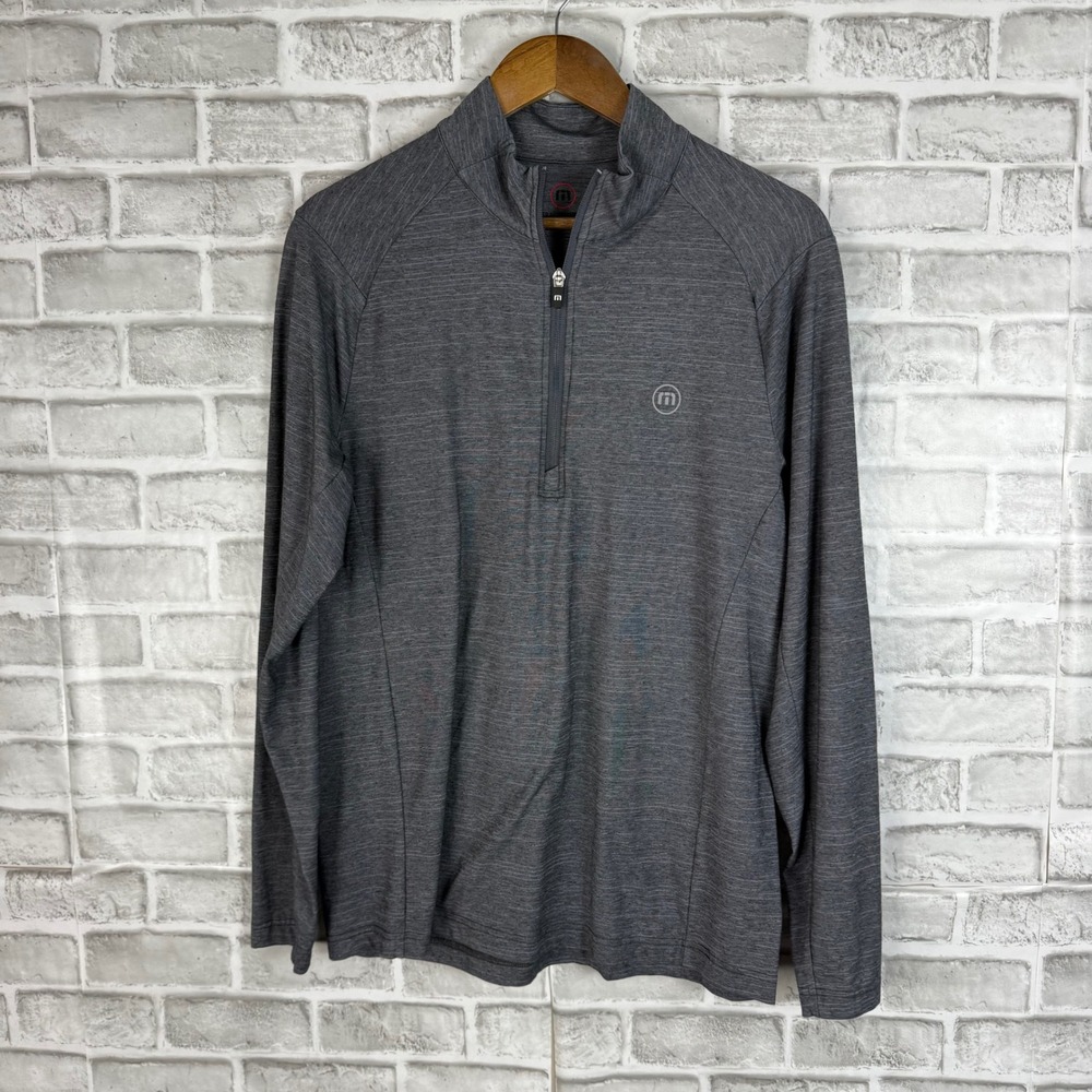 Travis Mathew Mens Quarter Zip Pullover Gray Heather Performance Golf MEDIUM